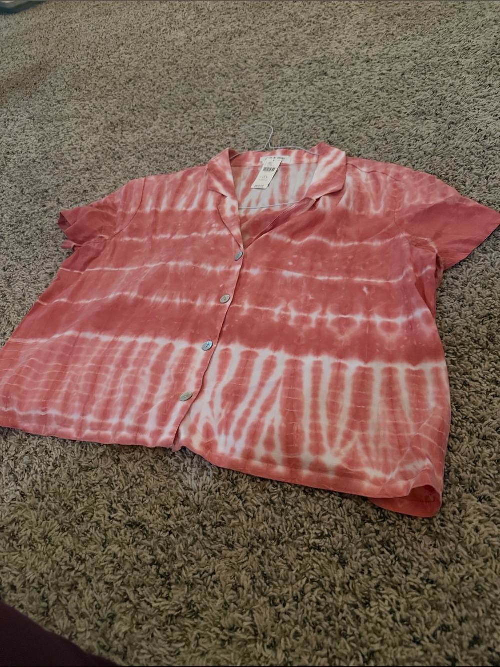 cloth & stone Coral Pink Tie-Dye Button Front Blouse